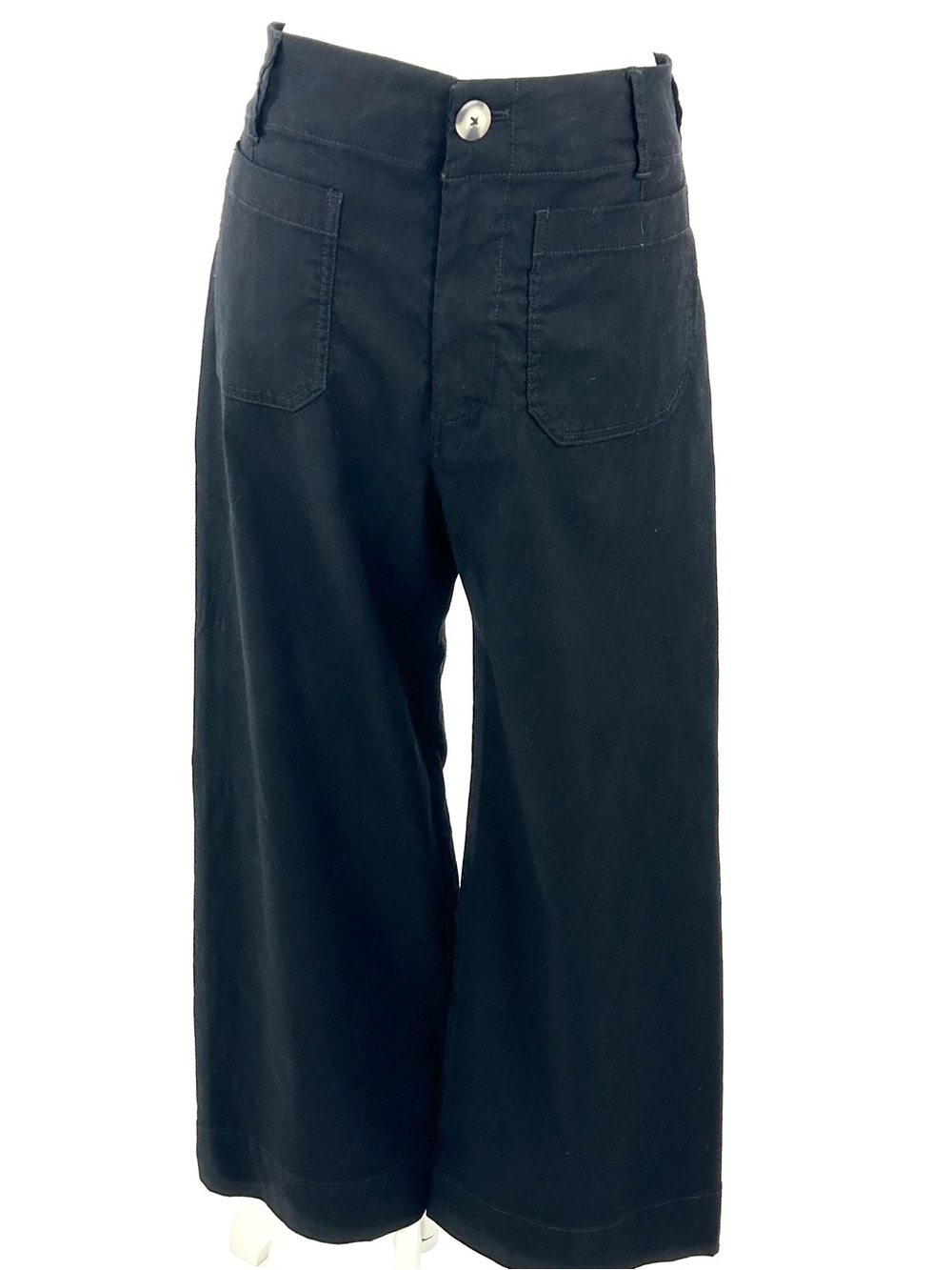Maeve Anthropologie The Colette Linen Blend Cropped Wide Leg Pants 28 Black